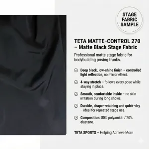 Spodenki Startowe Kulturystyczne - Matowa Lycra Premium. Wyprofilowane z przodu - 3