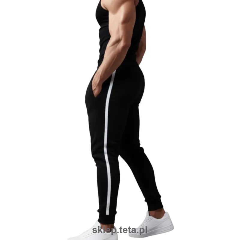 Męskie spodnie dresowe TETA SPORTS – joggery z lampasem, 3 grubości bawełny, 24 kolory