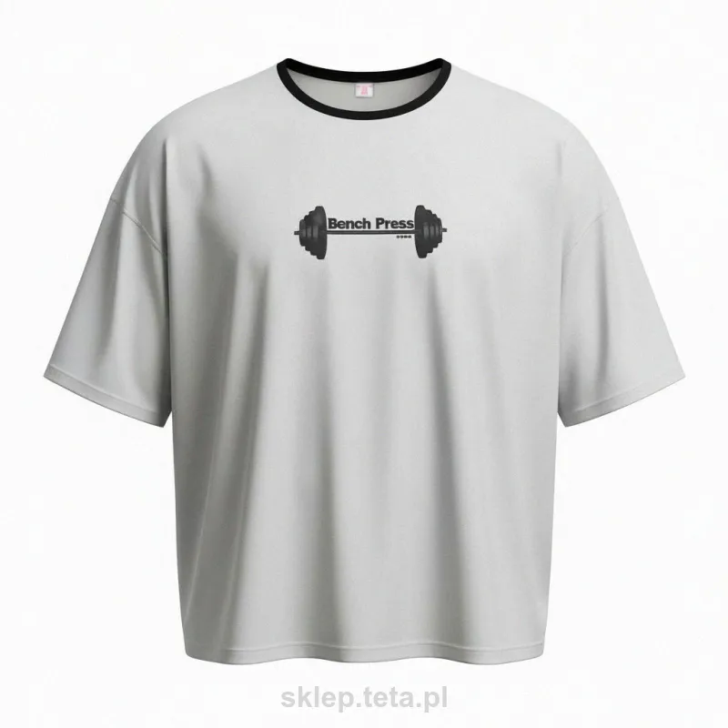Koszulka treningowa Bench Press – jasnoszara, oversize
