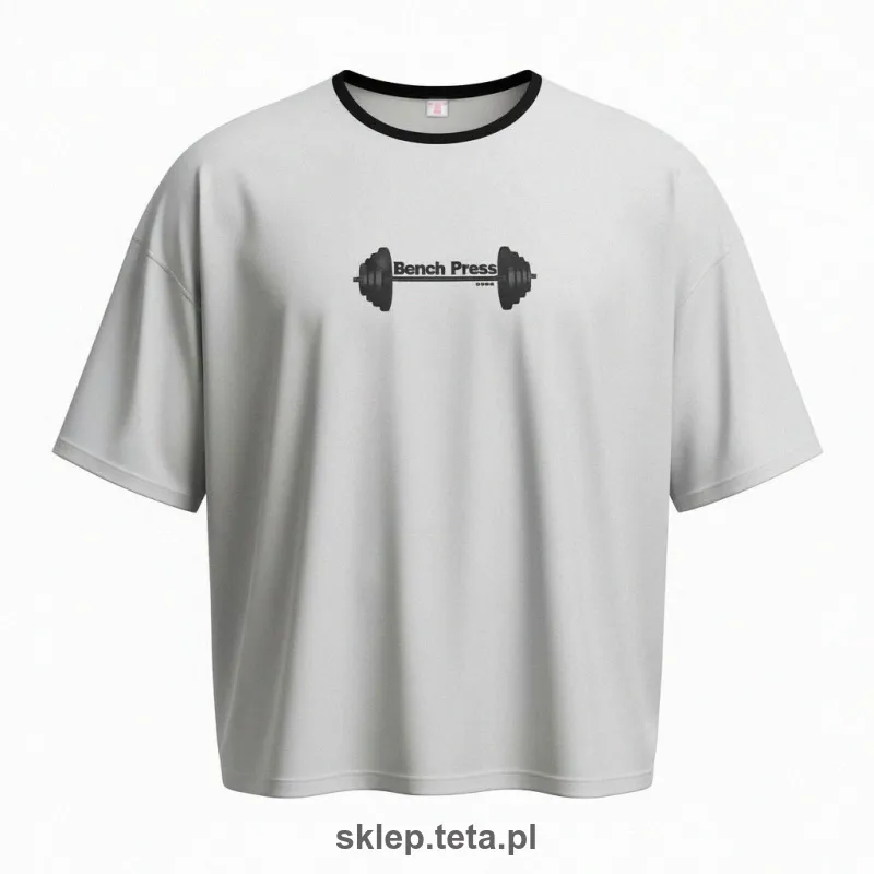 Koszulka treningowa Bench Press – jasnoszara, oversize
