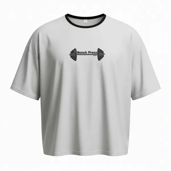 Koszulka treningowa Bench Press – jasnoszara, oversize