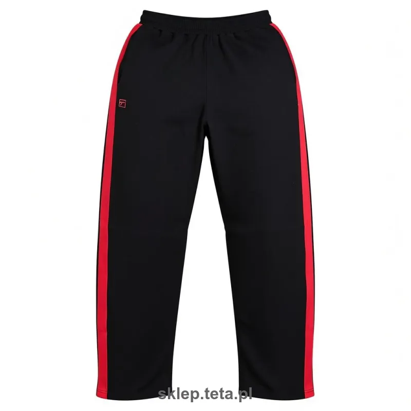Spodnie treningowe TETA STRIPE – czarne z czerwonym lampasem