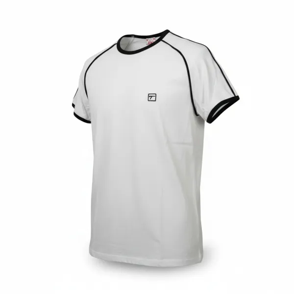 Męska koszulka TETA SPORTS – biała bawełna z elastanem, czarne lamówki