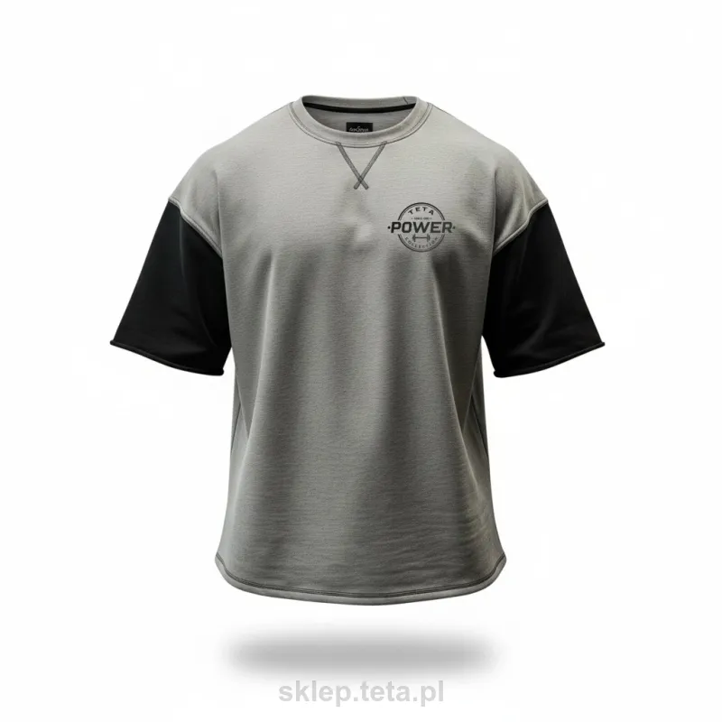 Męski rag top bawełniany 240g TETA SPORTS POWER – oversize, kontrastowe rękaw
