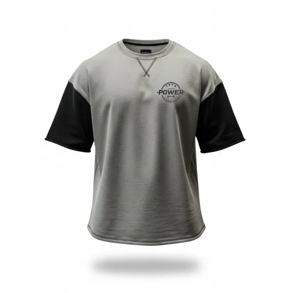 Męski rag top bawełniany 240g TETA SPORTS POWER – oversize, kontrastowe rękaw