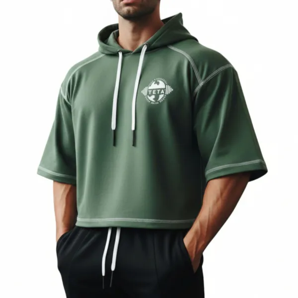 Crop top oversize z kapturem i ozdobnym ściegiem – TETA SPORTS, dostępny w różnych kolorach