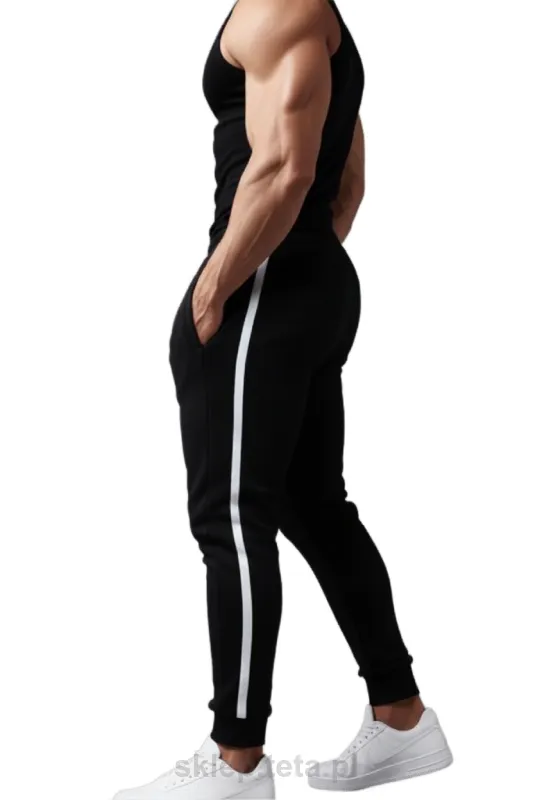 Męskie spodnie dresowe TETA SPORTS – joggery z lampasem, 3 grubości bawełny, 24 kolory