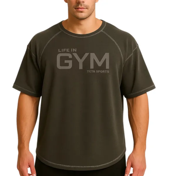 LIFE IN GYM TETA SPORTS Koszulka Treningowa Dresówka 240g - Ścieg Drabinkowy | 24 Kolory